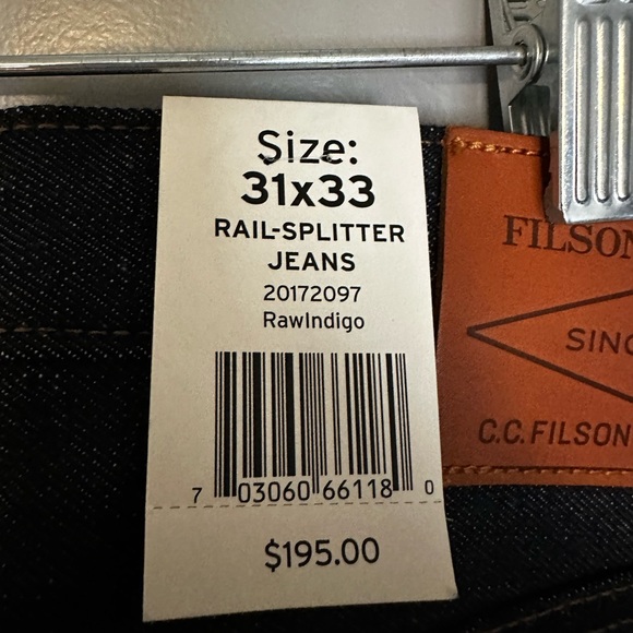 NWT Filson Railsplitter Jeans Raw Indigo 31x33 - Picture 9 of 9